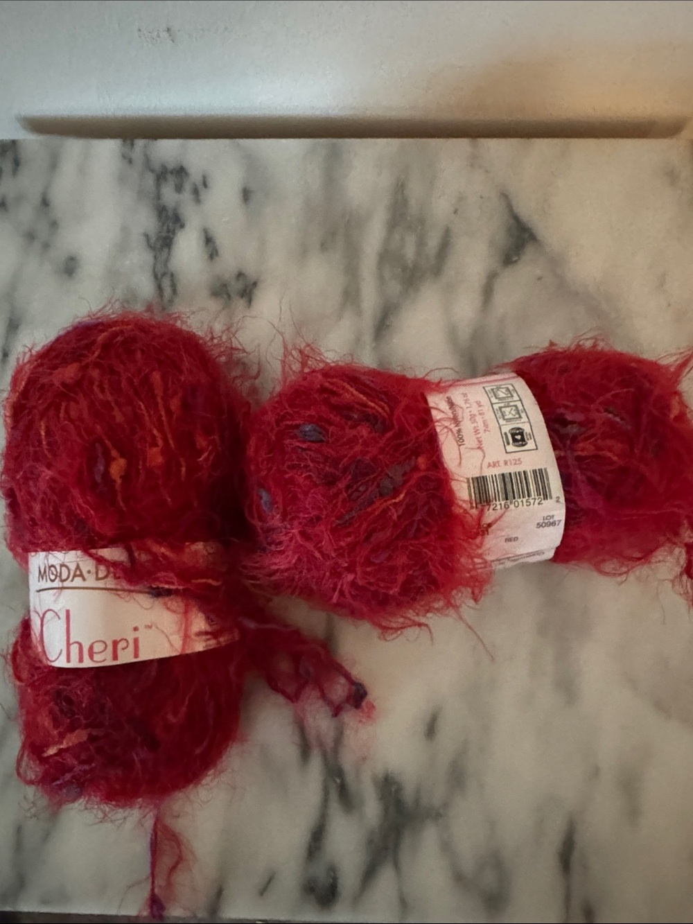 Moda Chéri Red Textured Eyelash Yarn - Duo Pack -lot of 2; NWT